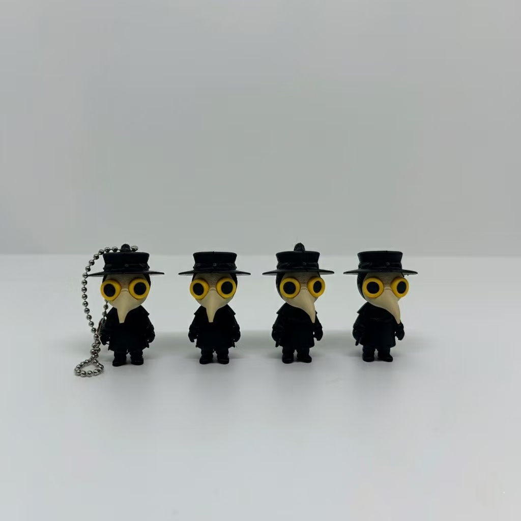 Plague Doctor Keychain, 3D Printed Mini Figurine, Spooky Cute Gothic Charm for Backpack & Keys
