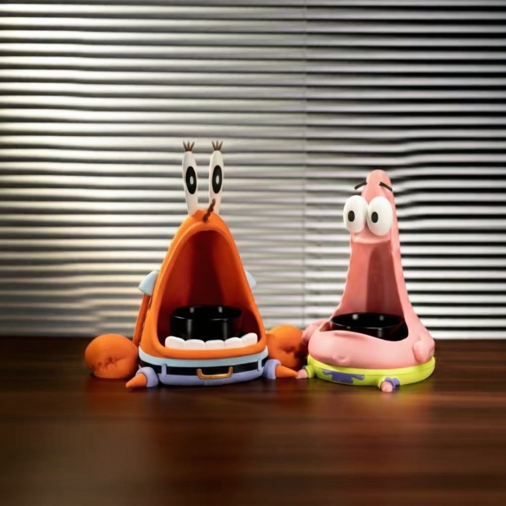 Quirky 3D Printed Pet Bowl / Desk Organizer | SpongeBob-Inspired Mr. Krabs & Patrick