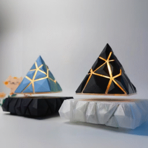 Levitating Pyramid Lamp, 3D Printed Magnetic Floating Desk Light, Sci-Fi "Time Fragment" Tech Gift