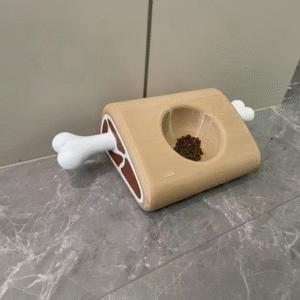 3D Printed Dog Bowl, Cute Cartoon "Bone Meat" Cat Food Dish, Heavy Tip-Proof Pet Feeder